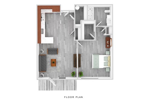 Floor plan for 1 bed, 1 bath, 800 sqft